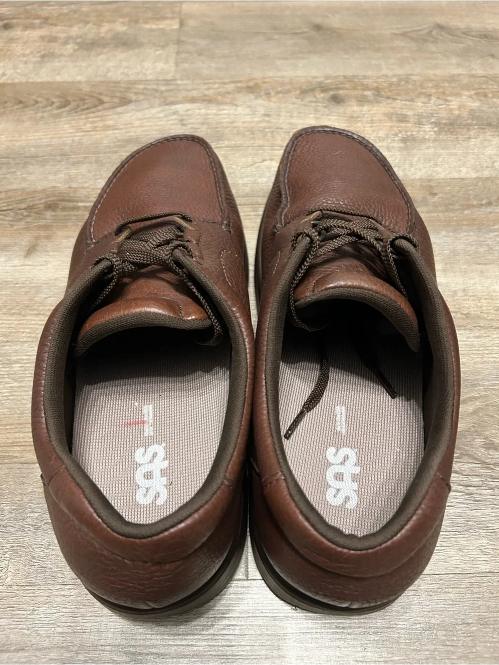 SAS Men's Size 12 Wide Brown Leather Casual Lace-Up Orthopedic Comfort Shoes USA
